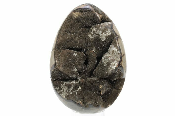 Septarian Dragon Egg Geode - Black Crystals #241097